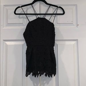 High Neck Criss Cross Peplum Shirt